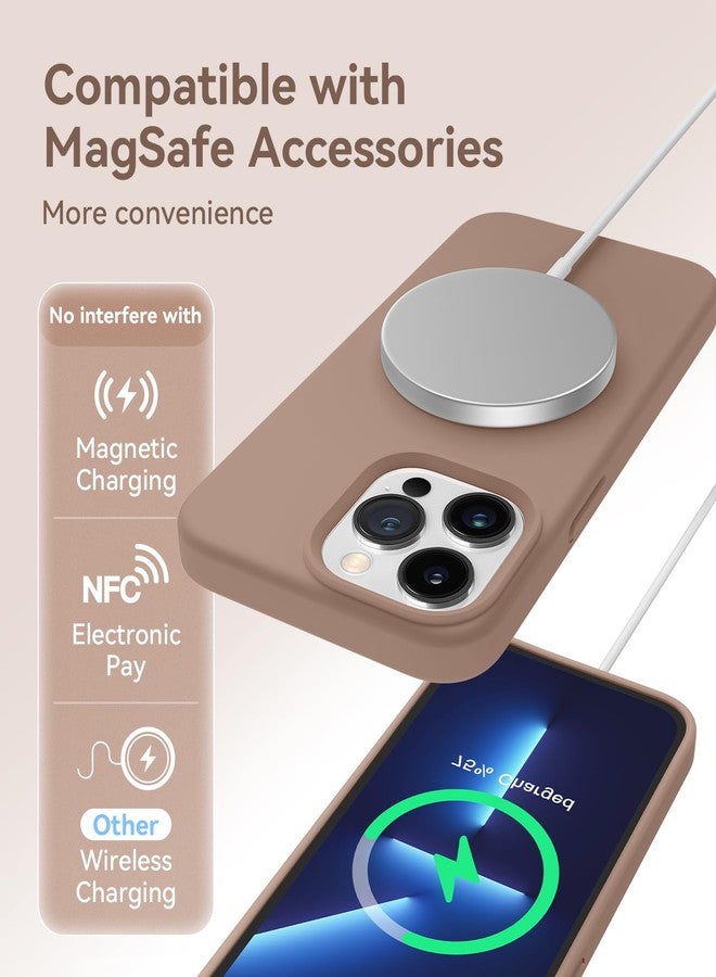 AOTESIER Magnetic for iPhone 13 Pro Phone Case, [Compatible with MagSafe][Military Shockproof Protection] Silicone Case with Soft Microfiber Lining, Camera & Screen Protection 6.1 inch, Light Brown - Image 3